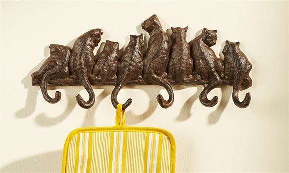 Cast Iron Cat Wall Hanging With 6 Hooks