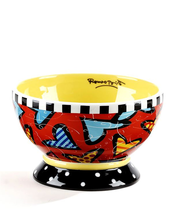 Romero Britto Ceramic Hearts Design Bowl