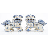 *New* Staffordshire Reproduction Blue And White Lucky Foo Dogs Set of 2