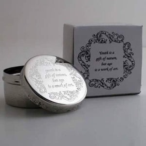NICKEL INSPIRATIONAL BOX W/ ENGRAVED "YOUTH" SAYING