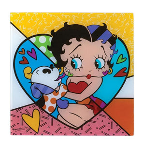 Romero Britto Betty Boop "With Pudgy" Art Plaque