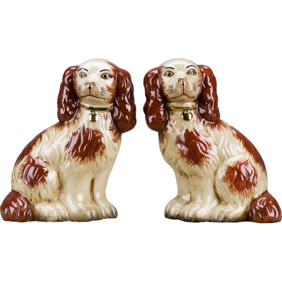 Staffordshire Reproduction King Charles Spaniel Orange Dog Pair Small Figurines