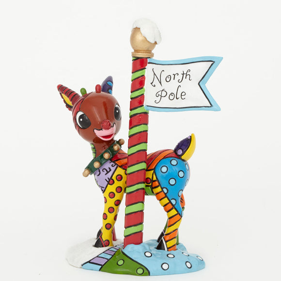 Romero Britto Rudolph The Red-Nosed Reindeer 50th Anniversary Figurine