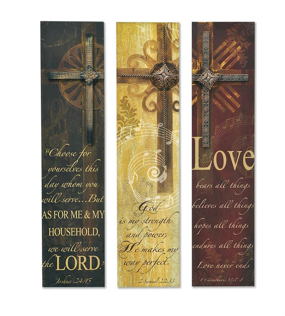 SENTIMENT WITH CROSS WALL PLAQUES, SET OF 3
