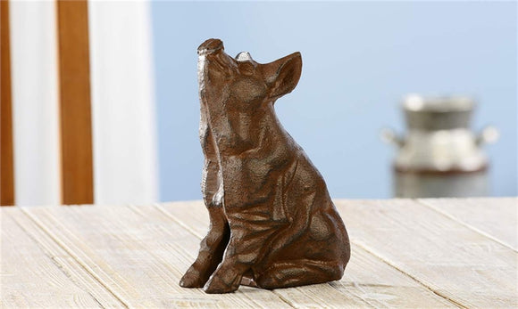 Cast Iron Sitting Pig Figurine