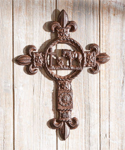 Cast Iron Wall Cross With Horse & Cowboy Center