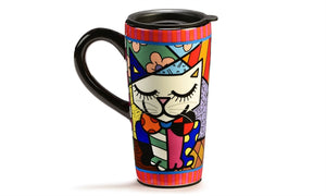 Romero Britto Travel Mug- "Cat" Design
