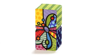 ROMERO BRITTO CERAMIC STACKING SALT & PEPPER SHAKERS- BUTTERFLY DESIGN
