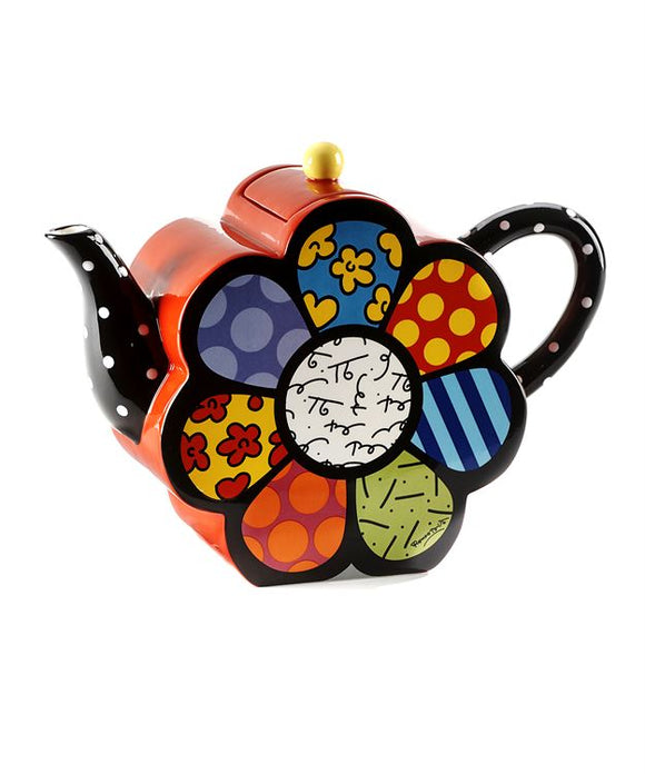 Romero Britto Ceramic Flower Shaped Teapot