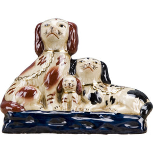 Staffordshire Reproduction King Charles Spaniel Dog Family Figurine