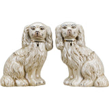 *NEW* Staffordshire Reproduction Dog Pair In Antique Cream With Gold Chain Accent Figurines