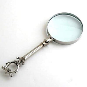 NICKEL MAGNIFYING GLASS W/ CIRCLED HANDLE