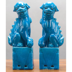 Turquoise Pair Of Foo Dog Figurines