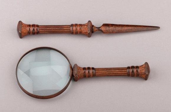 BROWN MAGNIFYING GLASS & LETTER OPENER
