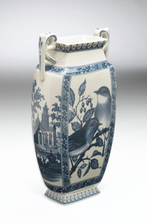 Blue And White Ceramic Vase With Birds