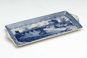 BLUE & WHITE CANAL SCENE LONG TRAY