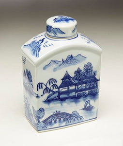 BLUE & WHITE JAR WITH LID