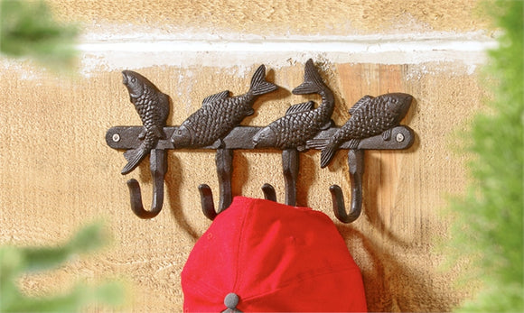 Cast Iron Fish Design Wall Hanging With Hooks – Savvygifting
