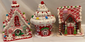 8" Lighted Christmas Houses Set of 3 for Wee Forest Folk