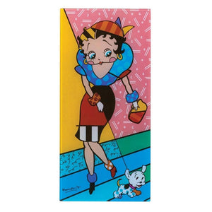 Romero Britto Betty Boop "Walking With Pudgy" Art Plaque