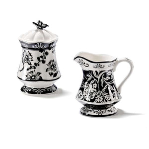 Chic' Black & White Elegant Porcelain Cream & Sugar Set
