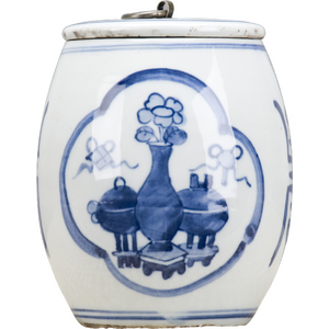 Blue And White Porcelain Bronze Top Ring Jar