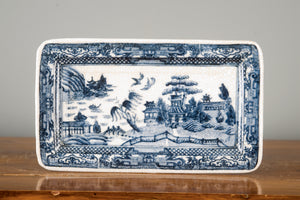Blue And White Willow Pattern Porcelain Rectangular Tray