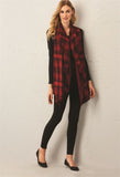 CHARLIE PAIGE RED & BLACK PLAID FLOWING VEST SIZE: SMALL/MEDIUM