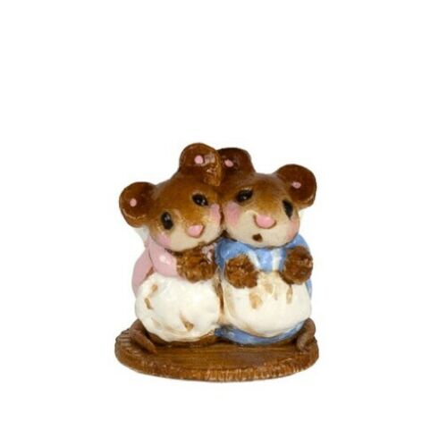 WEE FOREST FOLK SPECIAL MINI TWO MICE WITH CANDLE ANNETTE'S BIRTHDAY RETIRED MINI