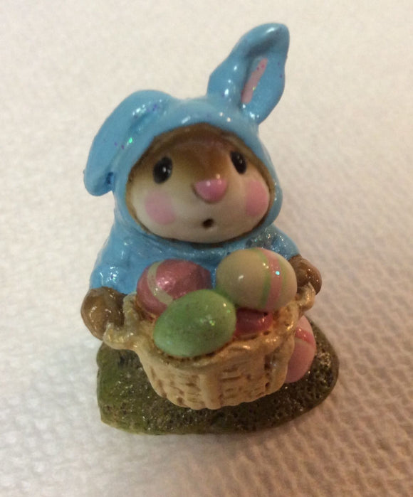 Wee Forest Folk Sparkly Blue Easter Bunny Mouse