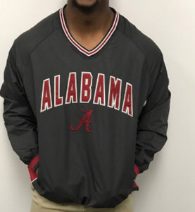 Alabama Embroidered Applique' Windbreaker Pullover In Charcoal Grey, Size: Large