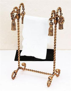 Antique Gold Iron Swag & Tassel Towel Stand