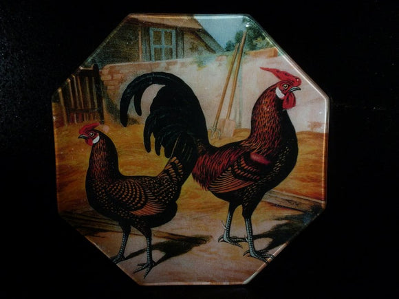 Goudlaken Bantams Roosters Octagon Decoupage Tray