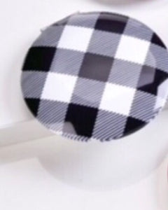 Plaid Designer Inspired Compact Mirror In Black & White Checked