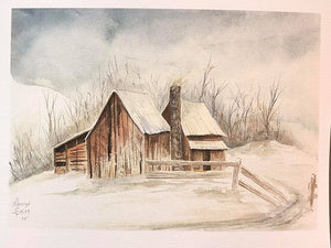 Limited Edition Numbered Painting Print “Country House In Snow”