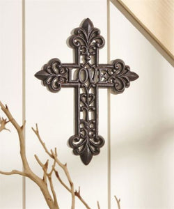Cast Iron Wall Cross With "LOVE" Center