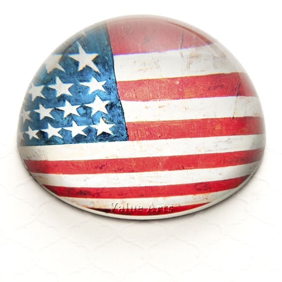 Glass Dome Vintage USA American Flag Paper Weight/Paperweight
