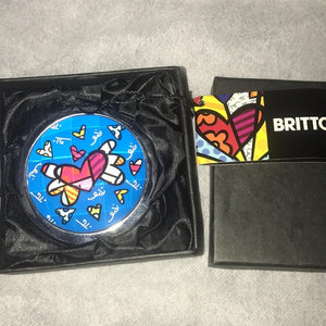 ROMERO BRITTO COMPACT WITH MIRRORS- BLUE FLYING HEART DESIGN
