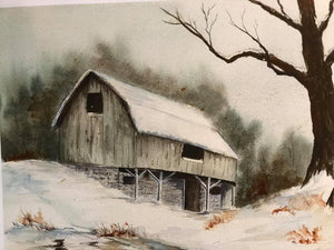 Limited Edition Numbered Painting Print “Gray Barn In Winter”