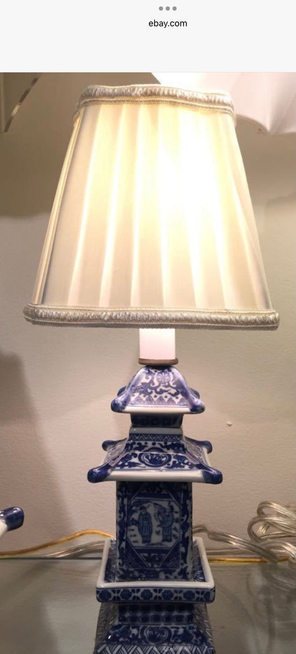 Blue & White Pagoda Petite Lamp 12 Inches