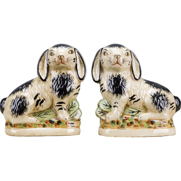 Staffordshire Reproduction Pair of Black Rabbits, Set of 2