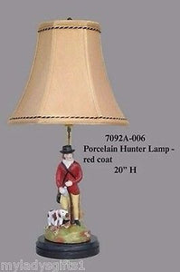 Porcelain Red Hunter Lamp With Dog