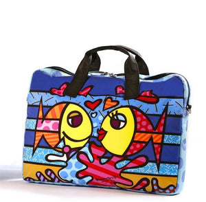 ROMERO BRITTO LARGE "DEEPLY IN LOVE" FISH LAPTOP CARRYING CASE