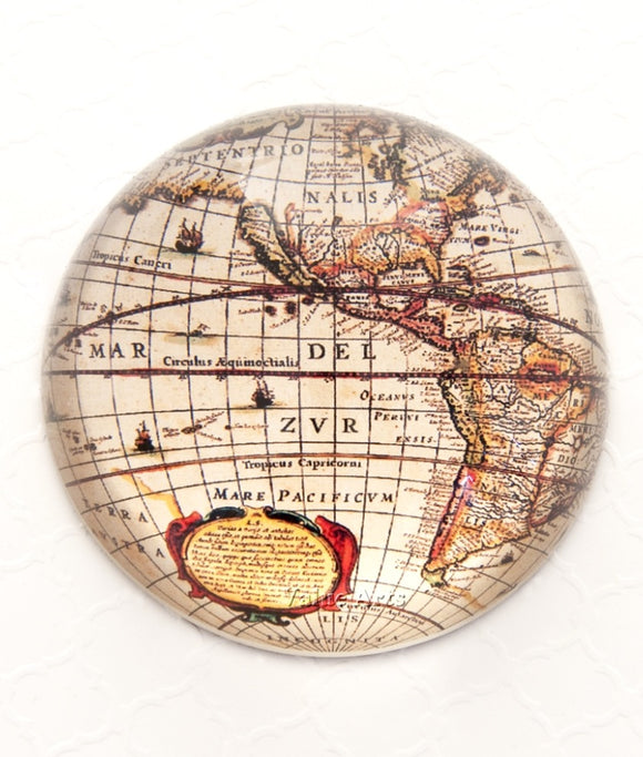 Glass Dome Vintage World Map Paper Weight/Paperweight
