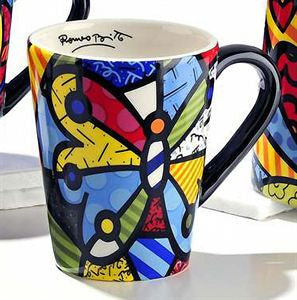Romero Britto Black Handled Mug- Butterfly Design