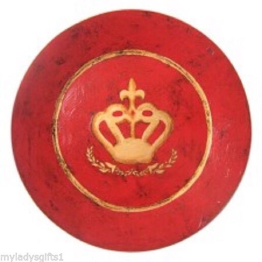 Decorative Red Tray with Gold Crown