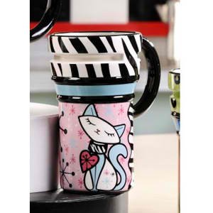 Retro Ceramic Cat Travel Mug