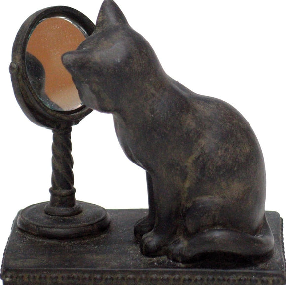 Cat and The Mirror Figurine