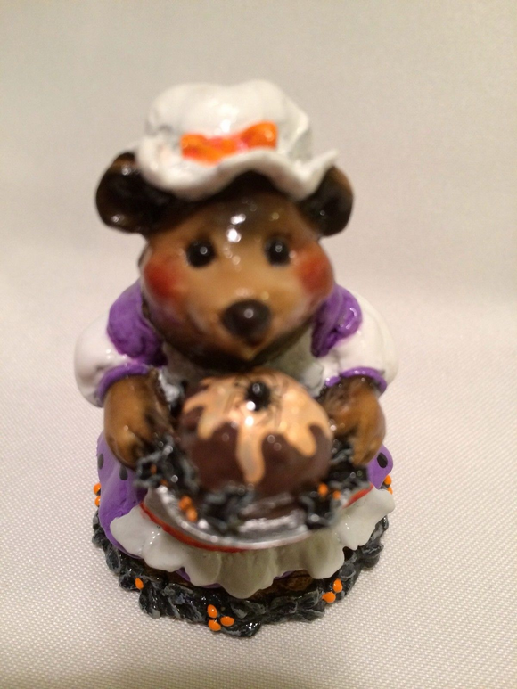 Wee Forest Folk Special Color Halloween Plum Pudding Bear With Spider
