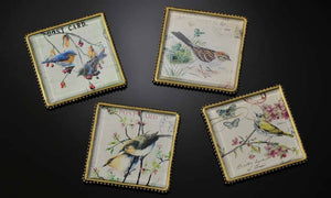 Botanical Bird Plaques/Coasters Set of 4